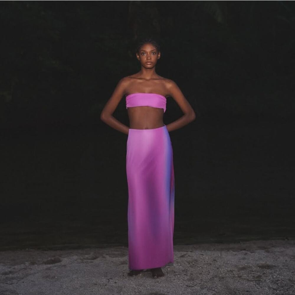 Baobab | Lila Dress in Enchanted Purple Reversible Ombre Mesh Tube Midi XS